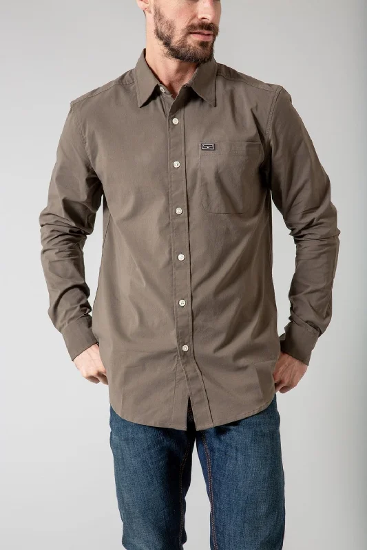 Men's Embroidered Detail Casual Shirts in Beige for a Touch of EleganceKimes Ranch Mens Linville Army Cotton blend L/S Shirt