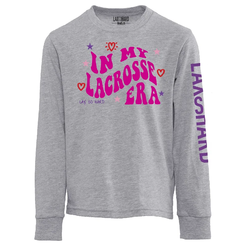 Men's Distressed Denim Casual Shirts with Frayed Edges for a Trendy and Rugged LookGirls Lacrosse Era Long Sleeve T-Shirt - Gray