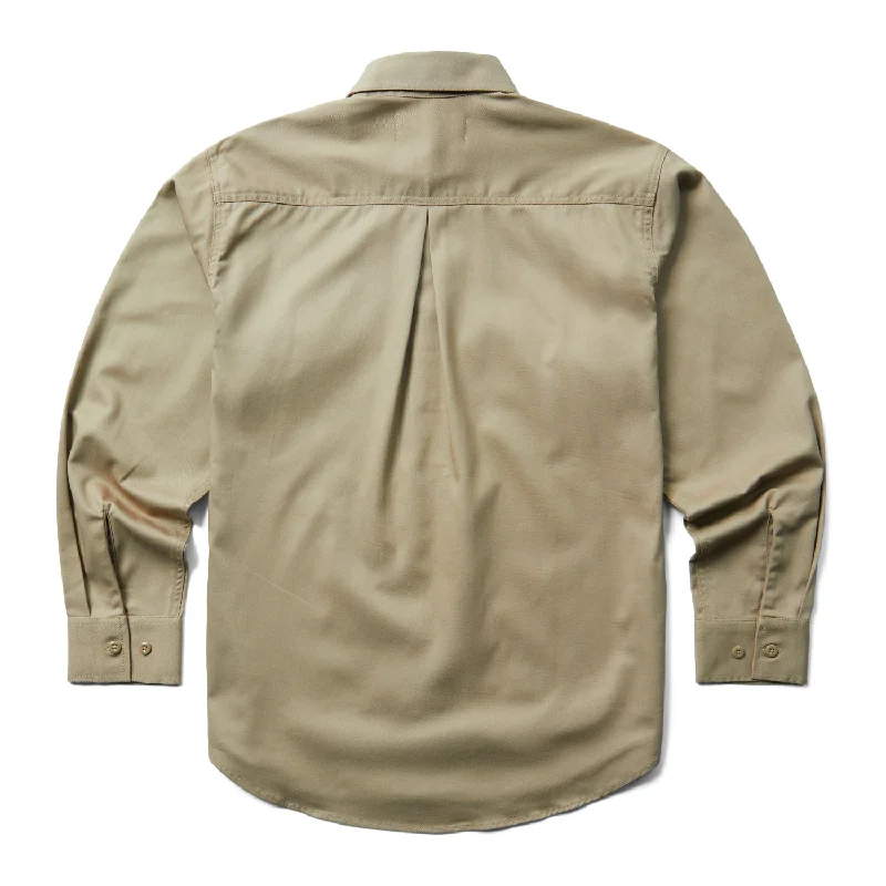 Men's Wrinkle - Resistant Polyester Blend Casual Shirts for Easy Travel and MaintenanceWolverine Mens FR Twill Khaki Cotton Blend L/S Shirt