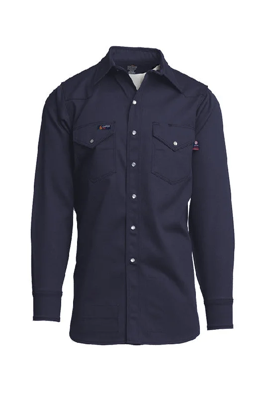 Men's Two - Tone Contrast Panel Casual Shirts in White and Navy for a Stylish and Eye - Catching DesignFR Welding Shirt | 9oz. 100% Cotton