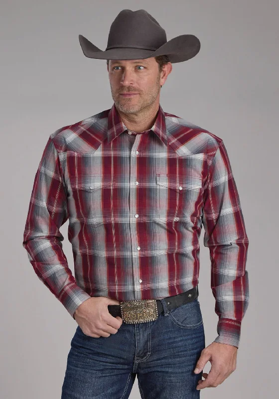 Men's Button - Down Oxford Casual Shirts in Crisp White for a Classic and Versatile StyleRoper Mens 2248 Plaid Wine/Smoke 100% Cotton Tall L/S Shirt Men's Button - Down Oxford Casual Shirts in Crisp White for a Classic and Versatile StyleRoper Mens 2248 Plaid Wine/Smoke 100% Cotton Tall L/S Shirt
