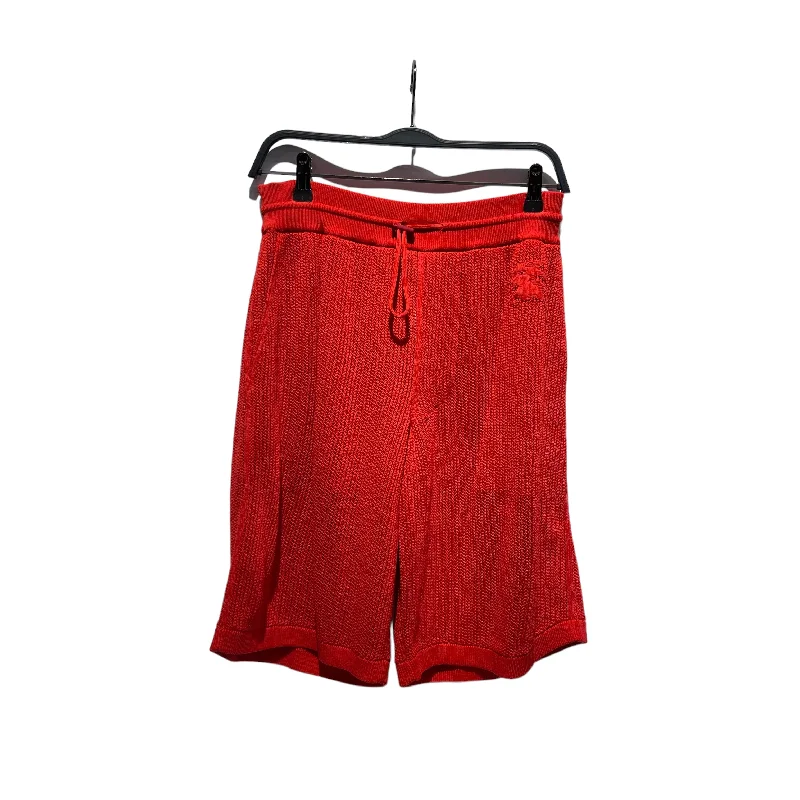 Men's wide - leg linen blend shorts for a relaxed beachside vibeBURBERRY/Shorts/M/Silk/RED/