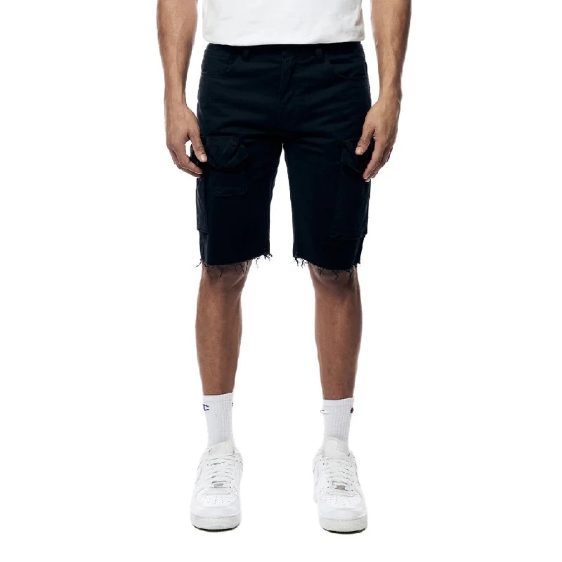 Men's plaid pattern wool blend shorts for a preppy fall styleGarment Washed Twill Cargo Shorts - Black