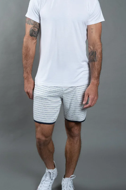 Men's moisture - wicking performance shorts for sweaty outdoor activitiesMen's White & Navy Thin Stripe O.S.B. Shorts