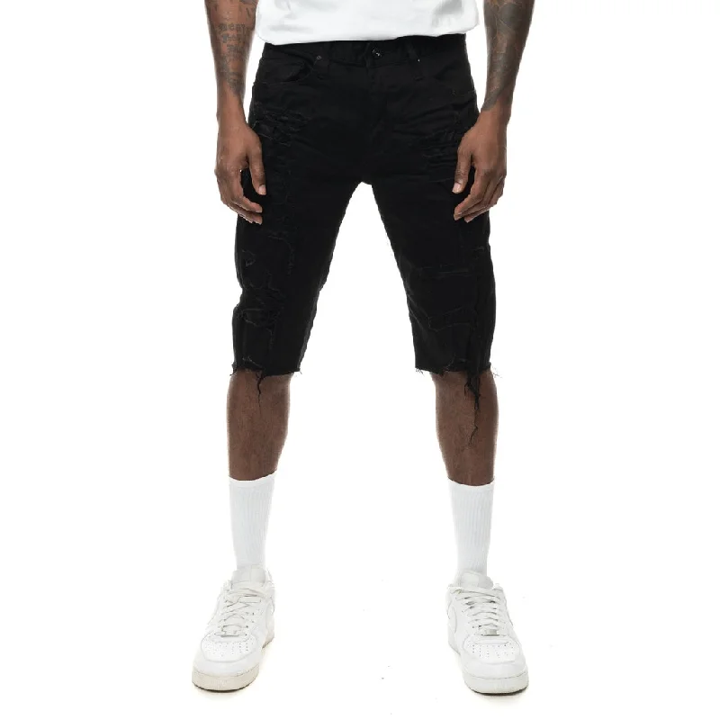 Men's flat - front chino shorts for semi - formal summer eventsRipoff Semi Basic Jean Shorts - Jet Black