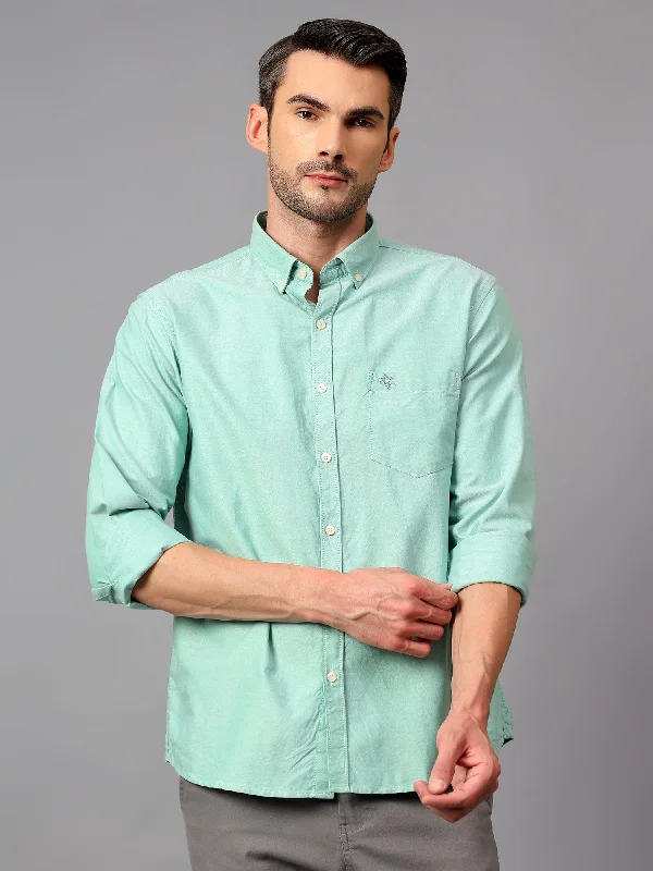 Men's Shearling - Lined Collar Casual Shirts in Brown for a Rustic and Warm AppealMen's Green Casual Plain Full Sleeve Shirt