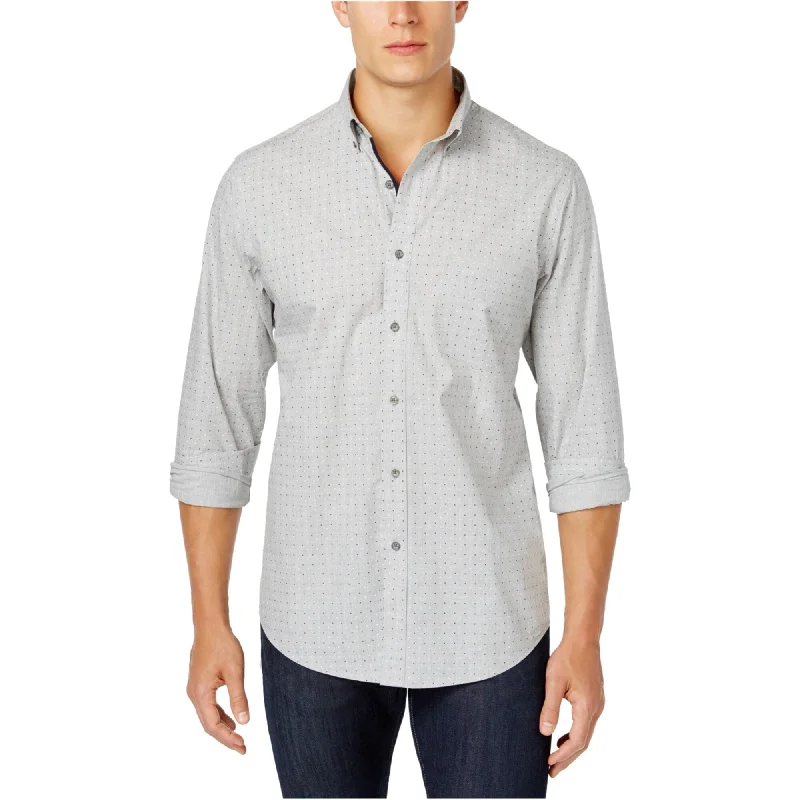 Men's Thermal - Lined Casual Shirts in Black for Added Warmth in Cold WeatherClub Room Mens Dot Button Up Shirt, Grey, XX-Large