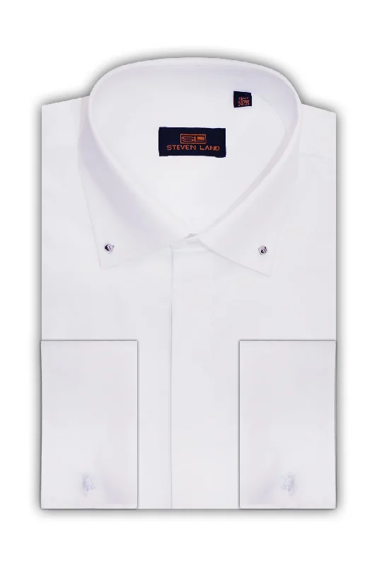 Men's Soft - Touch Modal Blend Dress Shirts in Mustard Yellow for a Bold Fashion StatementSteven Land Dress Shirt | Rolland | Anti Rust | 100% Cotton French Cuff