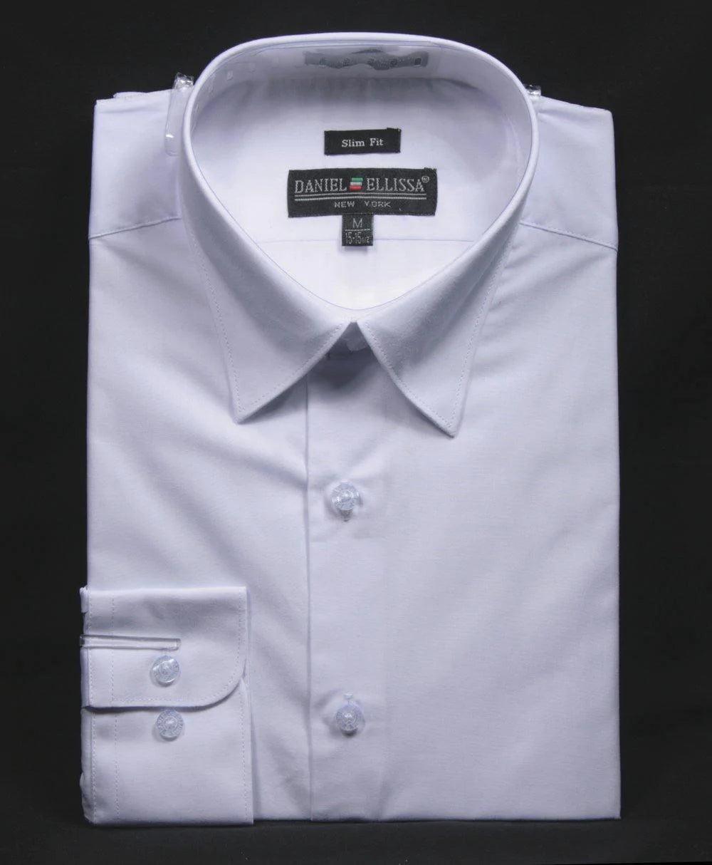 Men's Embroidered Detail Casual Shirts in Beige for a Touch of EleganceSlim Fit Dress Shirt, White
