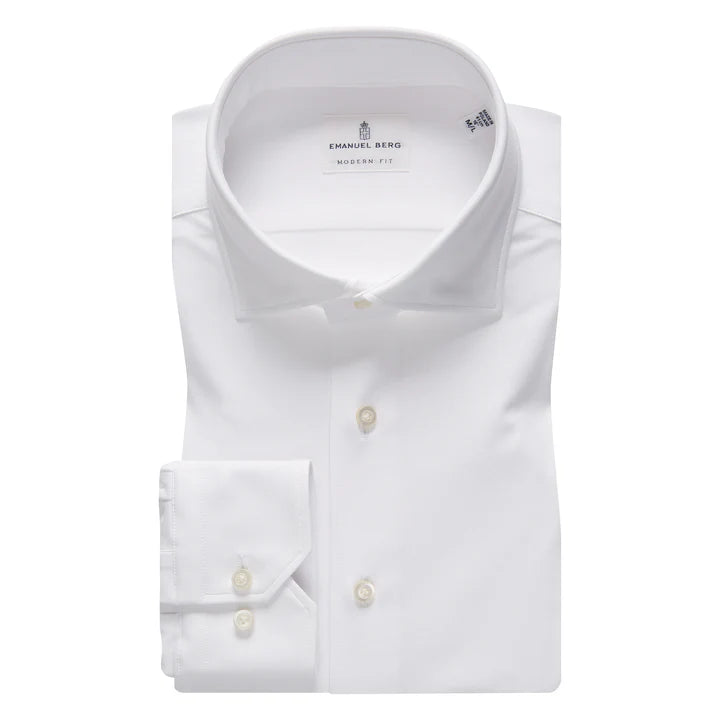 Men's Sustainable Recycled Material Casual Shirts for Eco - Conscious ConsumersSolid Modern 4Flex Stretch Knit Shirt MJ414918BY White Men's Sustainable Recycled Material Casual Shirts for Eco - Conscious ConsumersSolid Modern 4Flex Stretch Knit Shirt MJ414918BY White