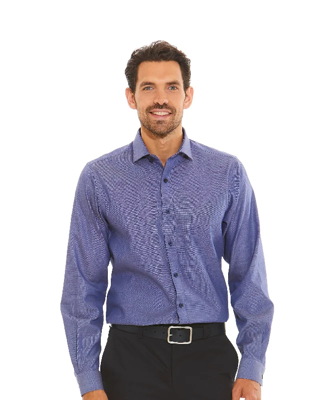Men's Sustainable Recycled Material Casual Shirts for Eco - Conscious ConsumersNavy White Dobby Slim Fit Casual Shirt Men's Sustainable Recycled Material Casual Shirts for Eco - Conscious ConsumersNavy White Dobby Slim Fit Casual Shirt