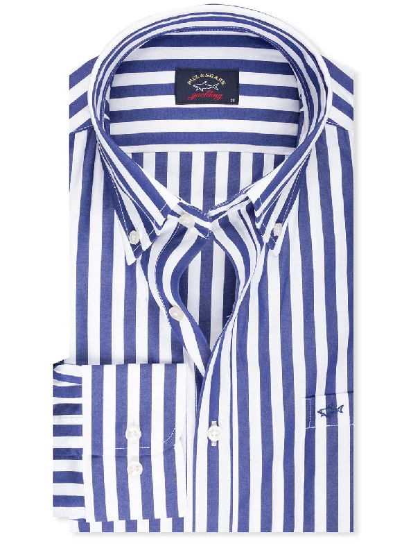 Men's Organic Cotton Casual Shirts with a Soft Handfeel for Everyday ComfortButtondown Stripe Shirt Navy Men's Organic Cotton Casual Shirts with a Soft Handfeel for Everyday ComfortButtondown Stripe Shirt Navy