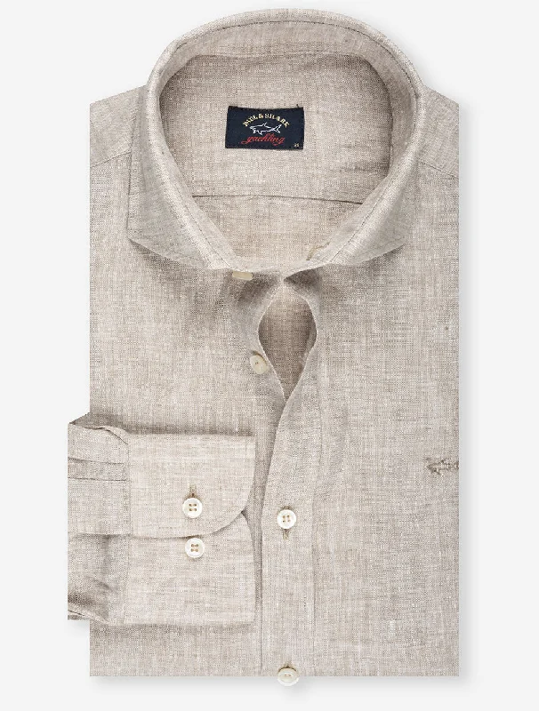 Men's Button - Down Oxford Casual Shirts in Crisp White for a Classic and Versatile StyleLinen Shirt Brown Men's Button - Down Oxford Casual Shirts in Crisp White for a Classic and Versatile StyleLinen Shirt Brown