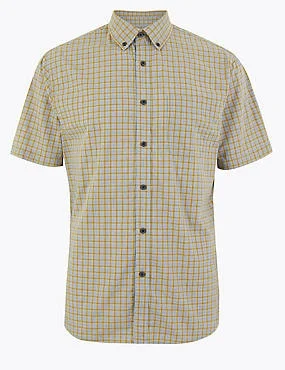 Men's Retro - Style Hawaiian Print Casual Shirts in Bold Patterns for a Tropical VacationPure Cotton Checked Shirt Men's Retro - Style Hawaiian Print Casual Shirts in Bold Patterns for a Tropical VacationPure Cotton Checked Shirt