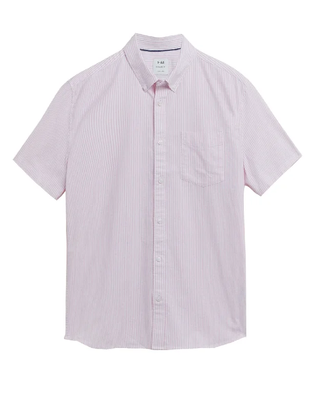 Men's Wrinkle - Resistant Polyester Blend Casual Shirts for Easy Travel and MaintenancePure Cotton Striped Oxford Shirt Men's Wrinkle - Resistant Polyester Blend Casual Shirts for Easy Travel and MaintenancePure Cotton Striped Oxford Shirt