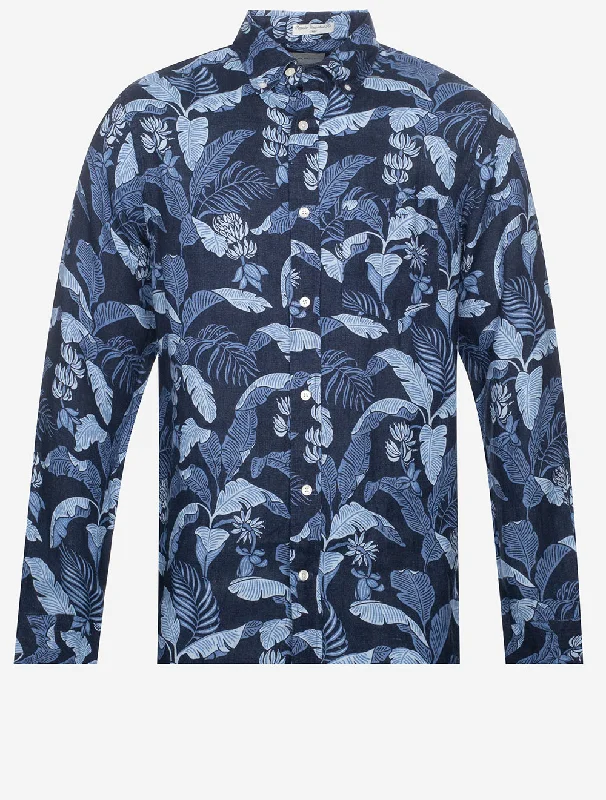 Men's Organic Cotton Casual Shirts with a Soft Handfeel for Everyday ComfortRegular Linen Print Shirt Marine Men's Organic Cotton Casual Shirts with a Soft Handfeel for Everyday ComfortRegular Linen Print Shirt Marine