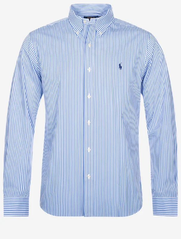 Men's Distressed Denim Casual Shirts with Frayed Edges for a Trendy and Rugged LookButtondown Stripe Shirt Blue Men's Distressed Denim Casual Shirts with Frayed Edges for a Trendy and Rugged LookButtondown Stripe Shirt Blue