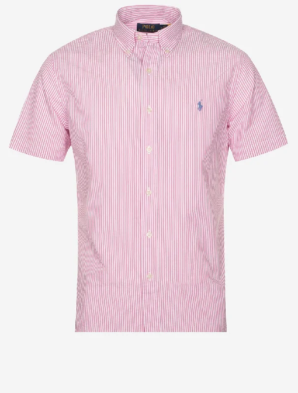 Men's Button - Down Oxford Casual Shirts in Crisp White for a Classic and Versatile StyleSeeksucker Shirt Sleeve Stripe Shirt Pink Men's Button - Down Oxford Casual Shirts in Crisp White for a Classic and Versatile StyleSeeksucker Shirt Sleeve Stripe Shirt Pink
