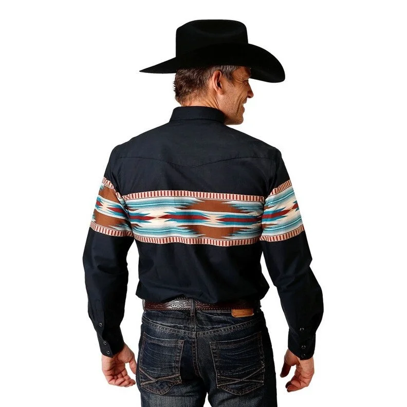 Men's Moisture - Wicking Performance Fabric Casual Shirts for Outdoor ActivitiesRoper Western Shirt Mens L/S Aztec Border Black 03-001-0431-0610 BL Men's Moisture - Wicking Performance Fabric Casual Shirts for Outdoor ActivitiesRoper Western Shirt Mens L/S Aztec Border Black 03-001-0431-0610 BL