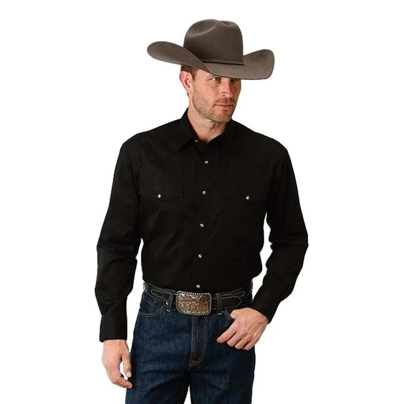 Men's Embroidered Detail Casual Shirts in Beige for a Touch of EleganceRoper Western Shirt Mens Woven L/S Snap Black 03-001-0765-1017 BL Men's Embroidered Detail Casual Shirts in Beige for a Touch of EleganceRoper Western Shirt Mens Woven L/S Snap Black 03-001-0765-1017 BL