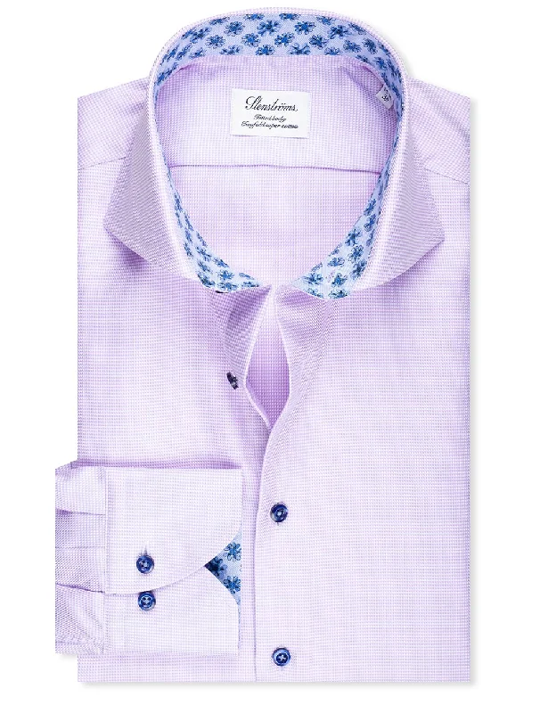 Men's Wrinkle - Resistant Polyester Blend Casual Shirts for Easy Travel and MaintenanceContrast Floral Inlay Shirt Lilac