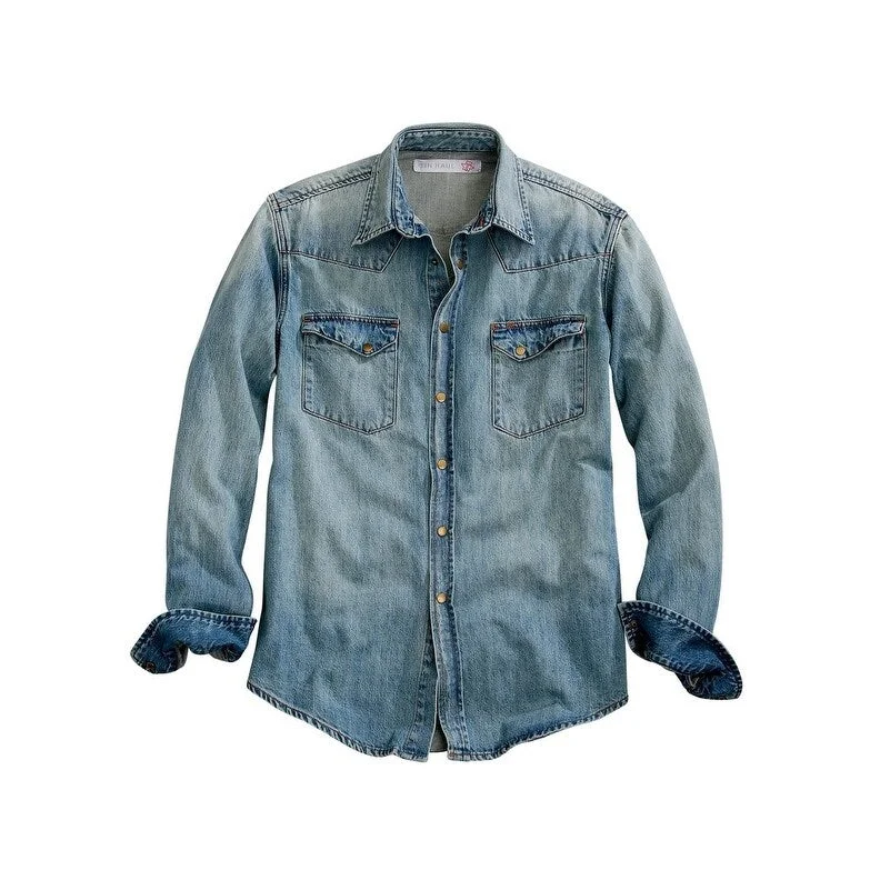 Men's Thermal - Lined Casual Shirts in Black for Added Warmth in Cold WeatherTin Haul Western Shirt Mens L/S Snap Denim Blue 10-001-0061-3002 BU Men's Thermal - Lined Casual Shirts in Black for Added Warmth in Cold WeatherTin Haul Western Shirt Mens L/S Snap Denim Blue 10-001-0061-3002 BU