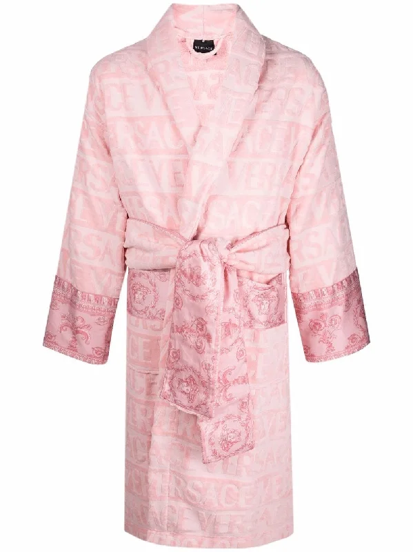 Men's robes with a thermal - fleece lining​Versace Pink I ♡ Baroque Trim Bathrobe