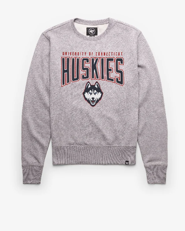 Graphic print men sweatshirt with cool designsCONNECTICUT HUSKIES UCONN DOG TEAM ELEMENTS ARCH '47 HEADLINE CREW Graphic print men sweatshirt with cool designsCONNECTICUT HUSKIES UCONN DOG TEAM ELEMENTS ARCH '47 HEADLINE CREW