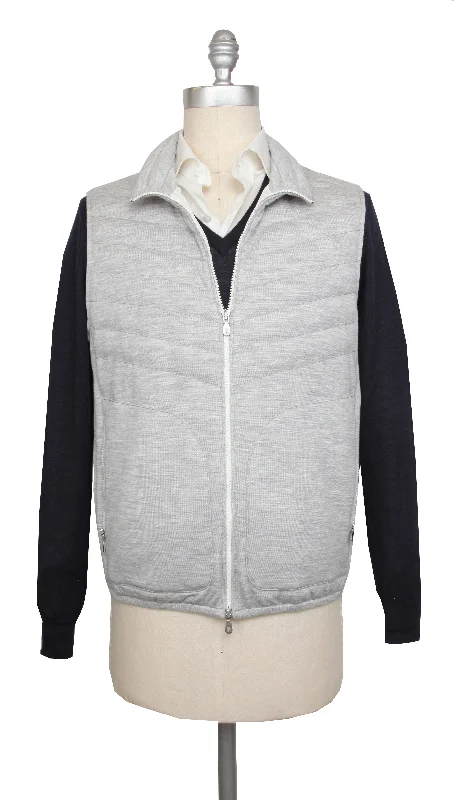 Fleece - lined men jackets for cold - weather commutingBrunello Cucinelli Light Gray Jacket Vest Fleece - lined men jackets for cold - weather commutingBrunello Cucinelli Light Gray Jacket Vest