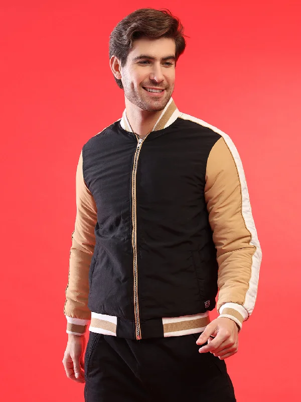 Fleece - lined men jackets for cold - weather commutingCampus Sutra Men Colorblock Stylish Windcheater Casual & Bomber Jacket Fleece - lined men jackets for cold - weather commutingCampus Sutra Men Colorblock Stylish Windcheater Casual & Bomber Jacket