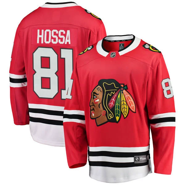 Men's Football Jerseys with Embroidered Club Badges for a Premium and Authentic AppealChicago Blackhawks Marian Hossa Home Breakaway Jersey w/ Authentic Lettering