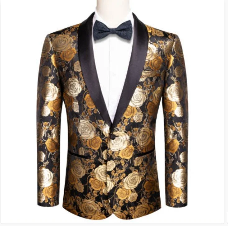 Men's Slim Fit Denim Blazer in Blue for a Casual and Trendy Streetwear LookSimon Von Men's Floral Gold White Paisley Jacquard Blazer Elegant Banquet Wedding Jacket-XX-1001 Men's Slim Fit Denim Blazer in Blue for a Casual and Trendy Streetwear LookSimon Von Men's Floral Gold White Paisley Jacquard Blazer Elegant Banquet Wedding Jacket-XX-1001