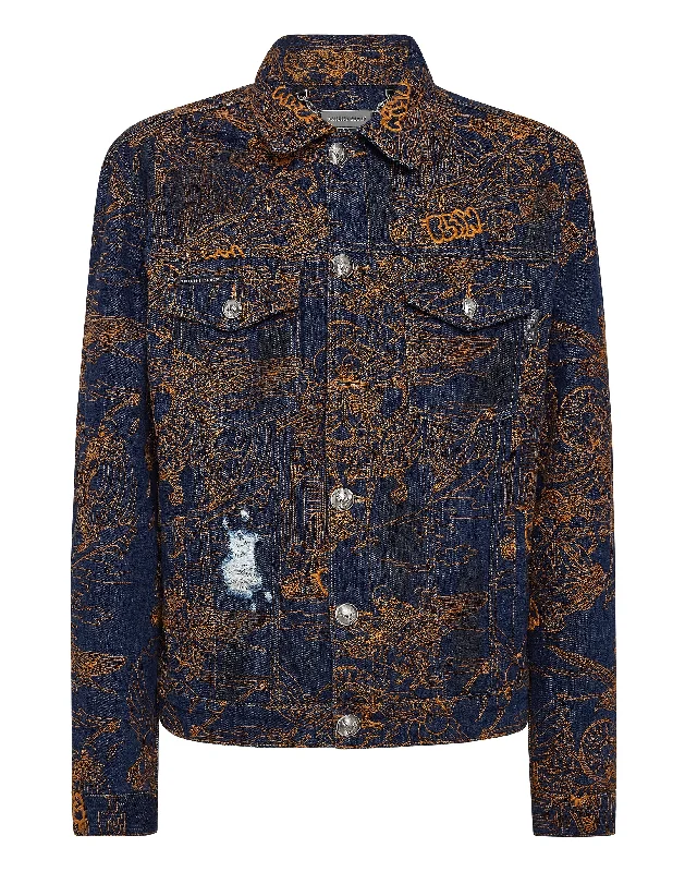 Denim men jackets with embroidered patches for a personalized touchDenim Jacket Skeleton tattoo Denim men jackets with embroidered patches for a personalized touchDenim Jacket Skeleton tattoo