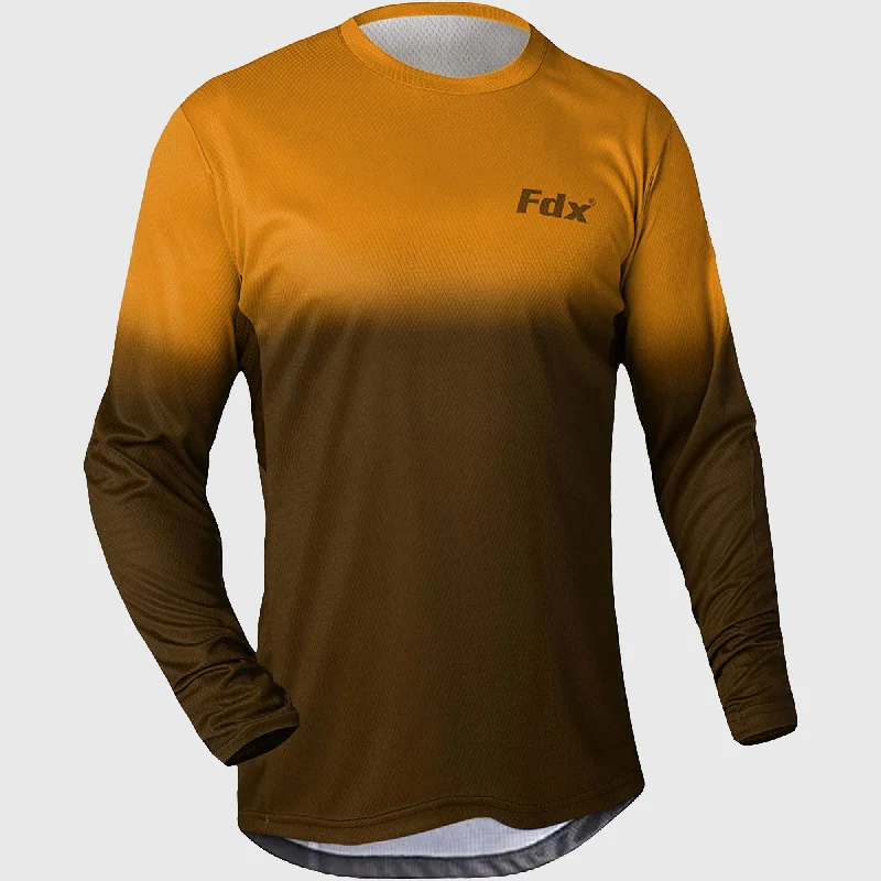 Men's Cycling Jerseys with Reflective Stripes for Safe and Stylish Rides at NightFdx Men's & Boy's Duo Yellow / Brown Mtb Jersey