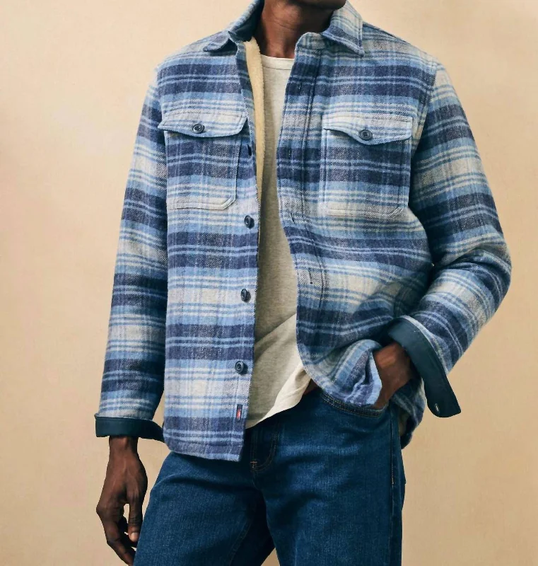 Performance - driven men jackets with breathable fabric for sportsHigh Pile Fleece Lined Wool Cpo Shirt Jacket In Mountain Mist Plaid