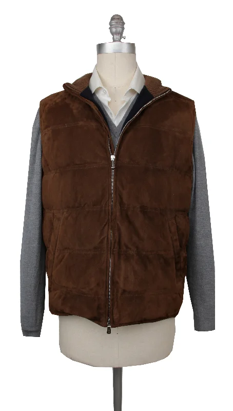 Men jackets with a hidden interior pocket for secure storageMandelli Brown Jacket Vest Men jackets with a hidden interior pocket for secure storageMandelli Brown Jacket Vest