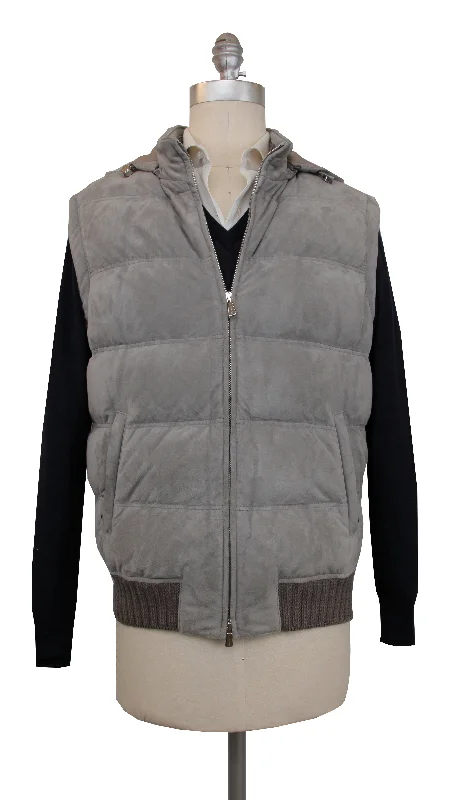 Windbreaker men jackets with UV protection for outdoor activitiesMandelli Light Gray Jacket Vest