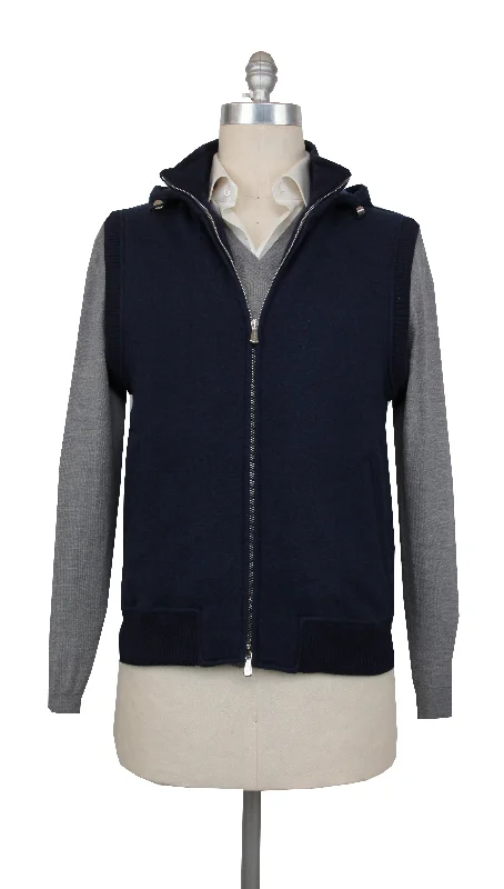 Performance - driven men jackets with breathable fabric for sportsMandelli Navy Blue Jacket Vest