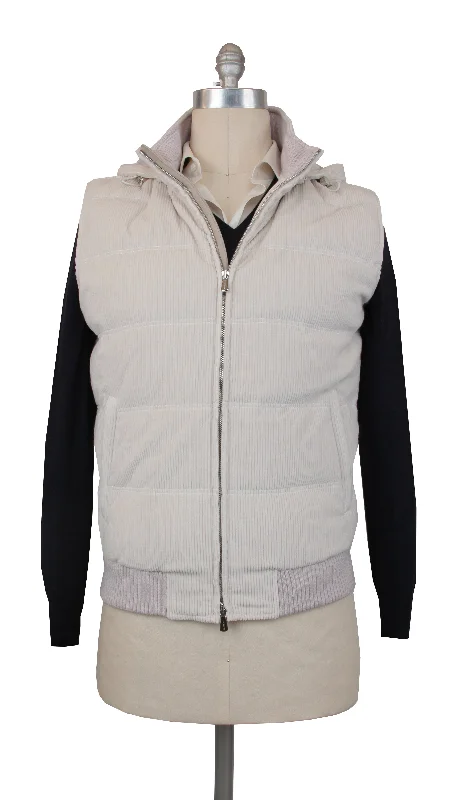 Men jackets with a media - friendly pocket for easy access to gadgetsMandelli Off White Jacket Vest