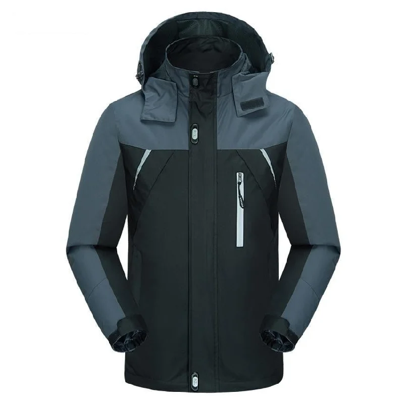 Men jackets with a media - friendly pocket for easy access to gadgetsMen's 4XL Casual Hooded Windbreaker Windproof Waterproof Coat Jackets