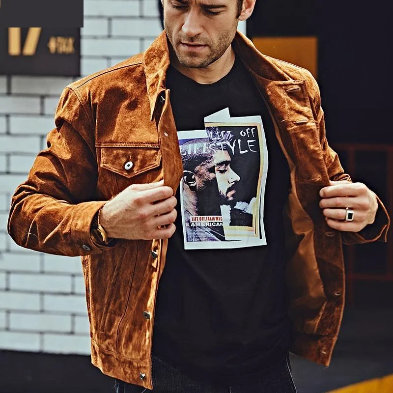 Windbreaker men jackets with UV protection for outdoor activitiesMen's Autumn Denim Pigskin Brown Real Leather Full Sleeve Jackets Windbreaker men jackets with UV protection for outdoor activitiesMen's Autumn Denim Pigskin Brown Real Leather Full Sleeve Jackets