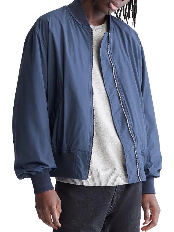 Bomber men jackets with ribbed cuffs for a classic 80s styleMens Lightweight Short Bomber Jacket