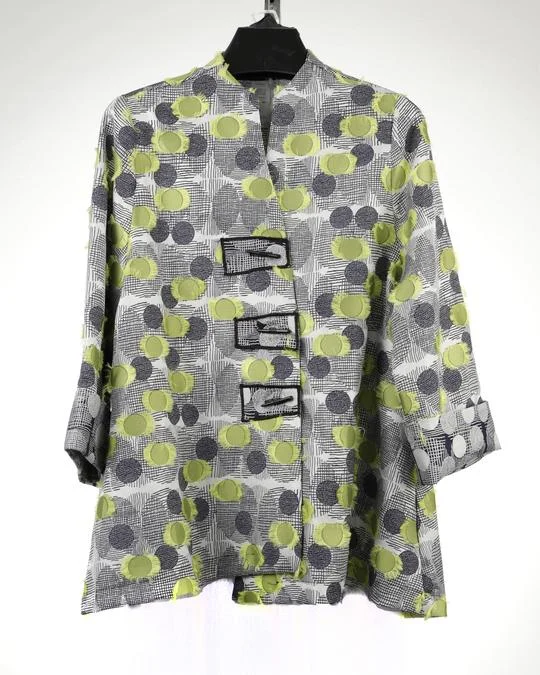 Men jackets with a zip - off sleeves to convert to a vestMOONLIGHT GREY GREEN DOT SWING JACKET 2607 Men jackets with a zip - off sleeves to convert to a vestMOONLIGHT GREY GREEN DOT SWING JACKET 2607