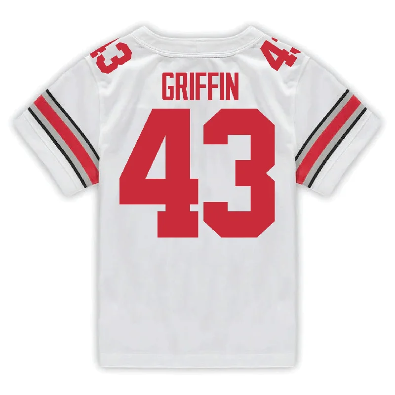 Men's Custom - Printed Baseball Jerseys with Player Names and Numbers for Personalized StyleOhio State Buckeyes Nike #43 Diante Griffin Student Athlete White Football Jersey