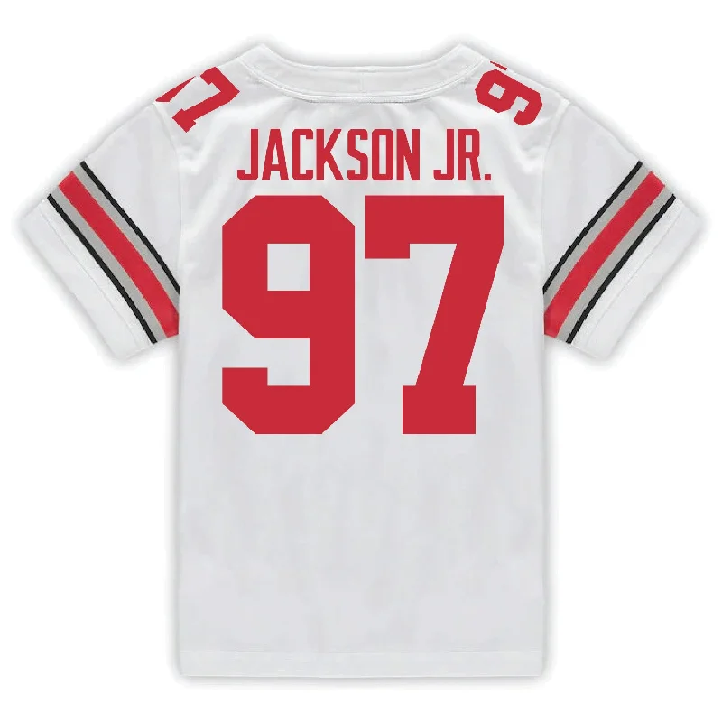 Men's Cycling Jerseys with Reflective Stripes for Safe and Stylish Rides at NightOhio State Buckeyes Nike #97 Kenyatta Jackson Jr. Student Athlete White Football Jersey
