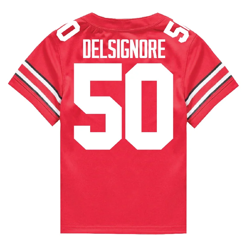 Men's Moisture - Wicking Lacrosse Jerseys with Mesh Panels for Optimal Performance on the FieldOhio State Buckeyes Nike #50 Alec DelSignore Student Athlete Scarlet Football Jersey