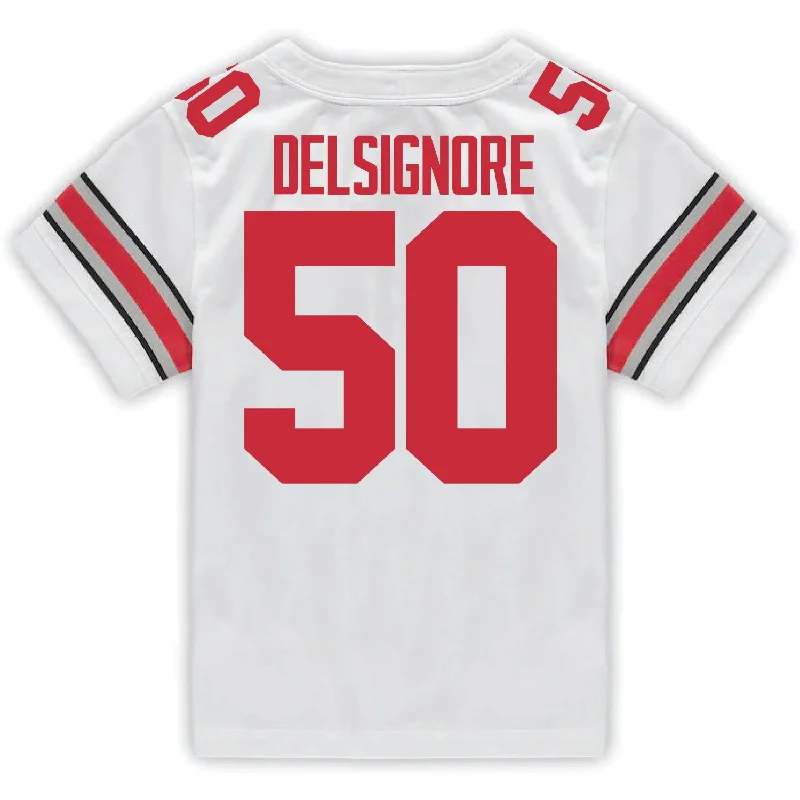 Men's Retro Hockey Jerseys with Classic Stripes and Logos for a Nostalgic Hockey AestheticOhio State Buckeyes Nike #50 Alec DelSignore Student Athlete White Football Jersey