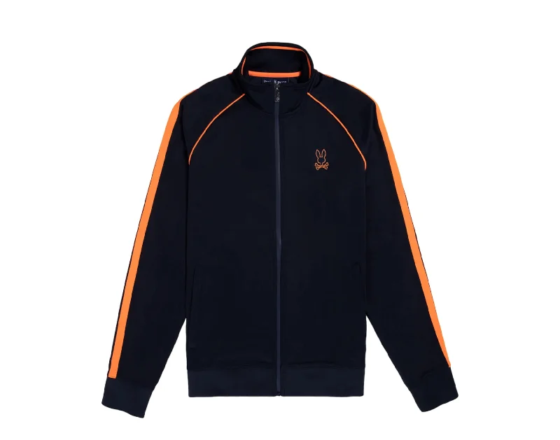 Embroidered men jackets with intricate floral designs for a unique aestheticPsycho Bunny Royalton Knit Jacket Navy B6S538Z1FT-NVY