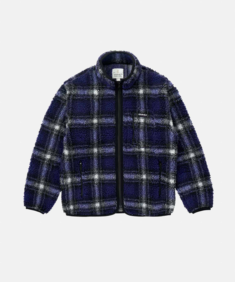 Men jackets with a media - friendly pocket for easy access to gadgetsShadow Plaid Sherpa Jacket
