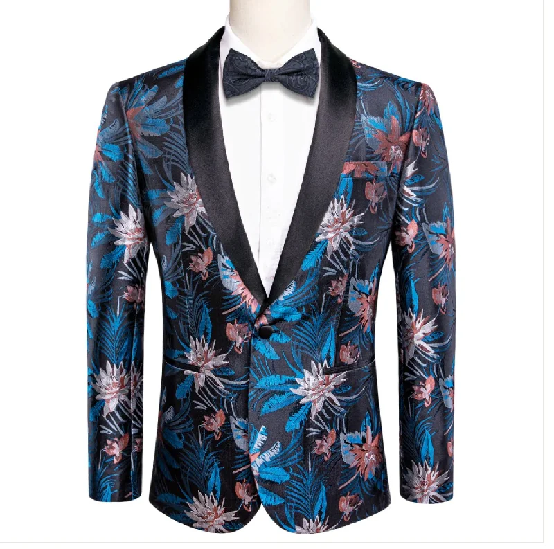 Athletic Fit Men's Olive Green Corduroy Blazer with Patch Pockets for a Rustic and Casual StyleSimon Von New Luxury Blue Pink White Floral Men's Blazer -XX-1006